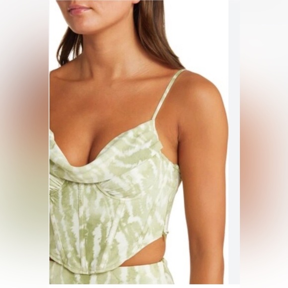 YELLOW THE LABEL CHLOROPHYLL CORSET TOP SAGE Size Small - Picture 2 of 11